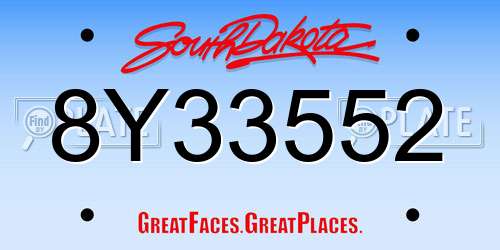 8Y33552 South Dakota License Plate
