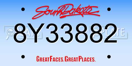 8Y33882 South Dakota License Plate
