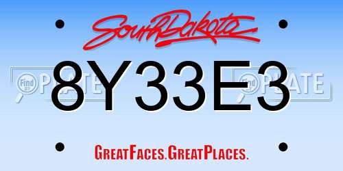 8Y33E3 South Dakota License Plate