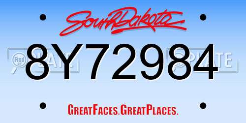 8Y72984 South Dakota License Plate