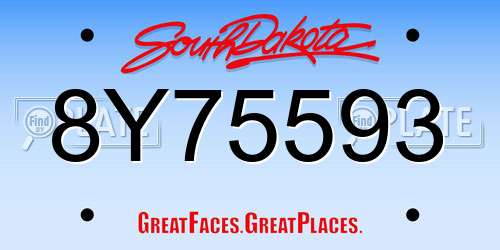 8Y75593 South Dakota License Plate