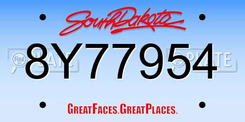 8Y77954 South Dakota License Plate