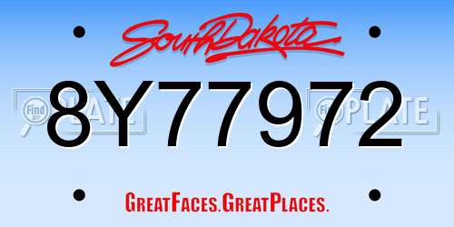 8Y77972 South Dakota License Plate
