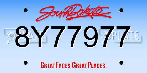 8Y77977 South Dakota License Plate