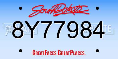 8Y77984 South Dakota License Plate