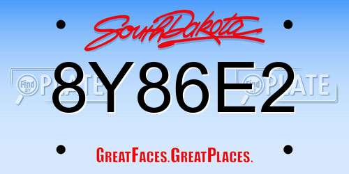 8Y86E2 South Dakota License Plate