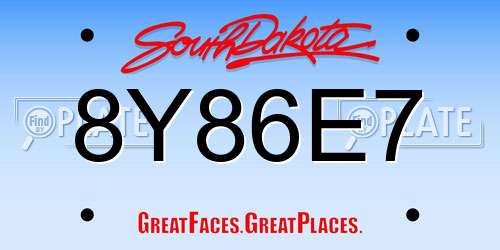 8Y86E7 South Dakota License Plate