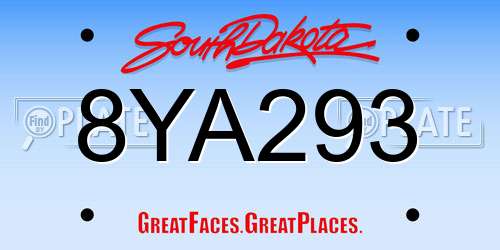 8YA293 South Dakota License Plate