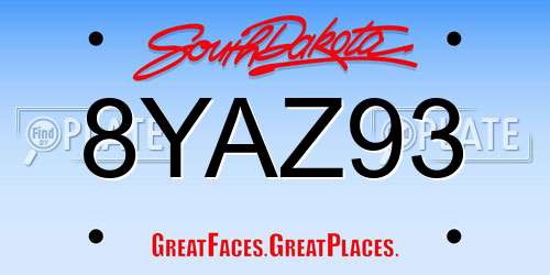8YAZ93 South Dakota License Plate