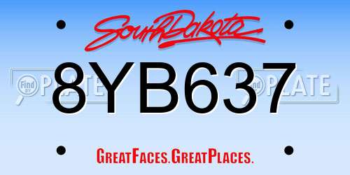 8YB637 South Dakota License Plate