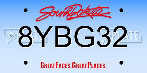 8YBG32 South Dakota License Plate