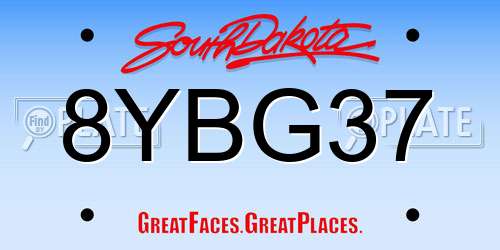 8YBG37 South Dakota License Plate