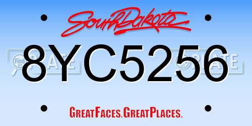 8YC5256 South Dakota License Plate