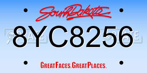 8YC8256 South Dakota License Plate