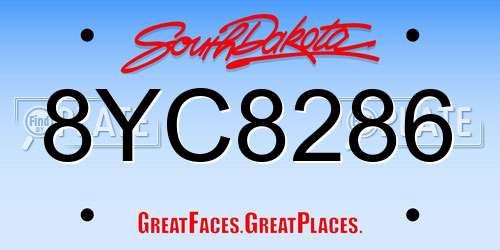 8YC8286 South Dakota License Plate