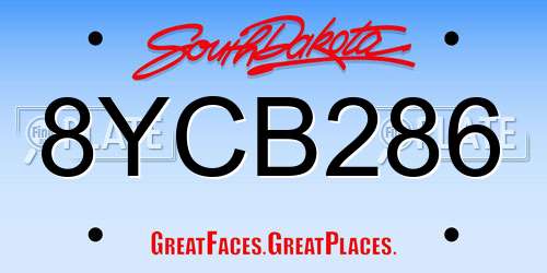 8YCB286 South Dakota License Plate