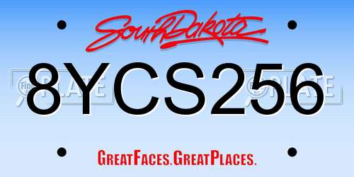 8YCS256 South Dakota License Plate