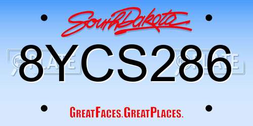 8YCS286 South Dakota License Plate