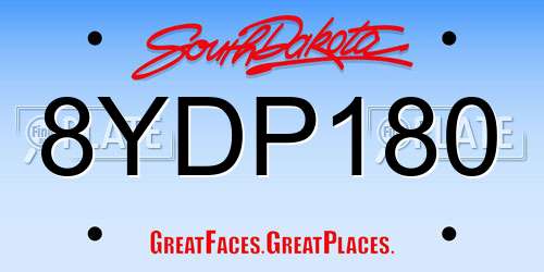 8YDP180 South Dakota License Plate