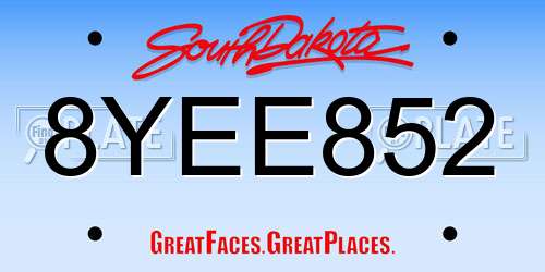 8YEE852 South Dakota License Plate
