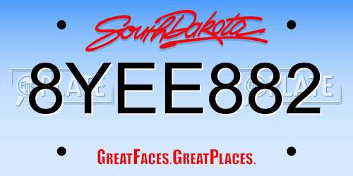 8YEE882 South Dakota License Plate