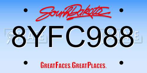8YFC988 South Dakota License Plate