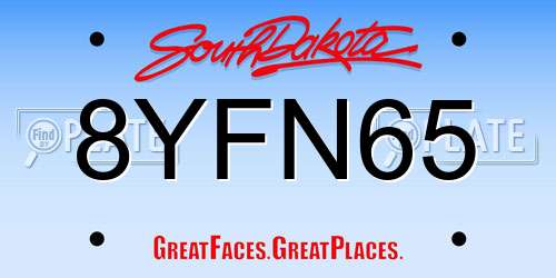 8YFN65 South Dakota License Plate