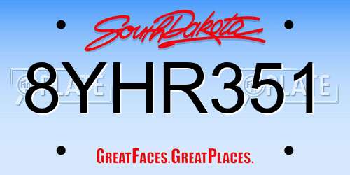 8YHR351 South Dakota License Plate