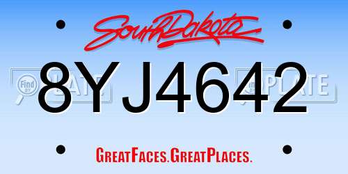 8YJ4642 South Dakota License Plate