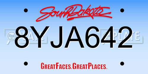 8YJA642 South Dakota License Plate