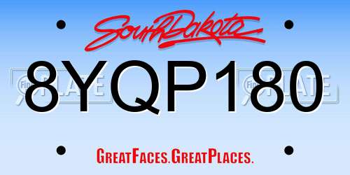 8YQP180 South Dakota License Plate