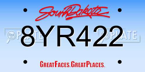 8YR422 South Dakota License Plate