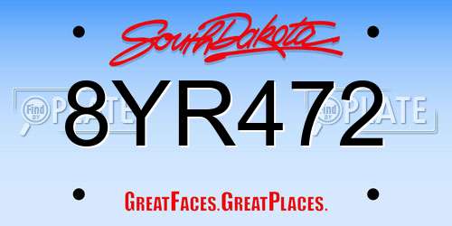 8YR472 South Dakota License Plate