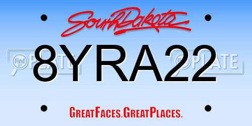8YRA22 South Dakota License Plate