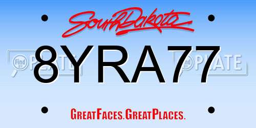 8YRA77 South Dakota License Plate