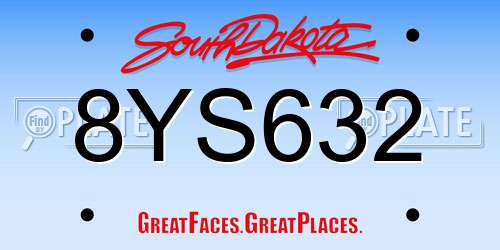 8YS632 South Dakota License Plate