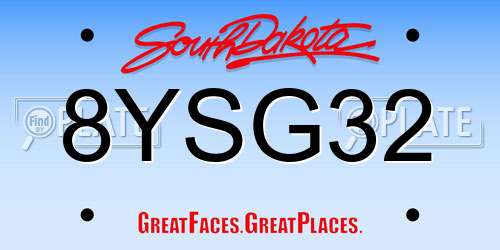 8YSG32 South Dakota License Plate