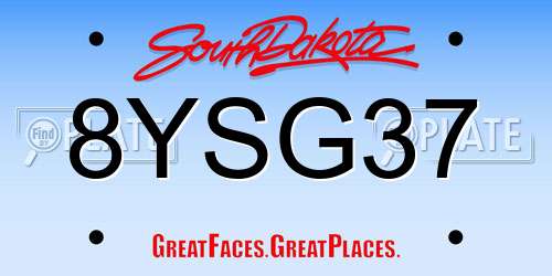 8YSG37 South Dakota License Plate