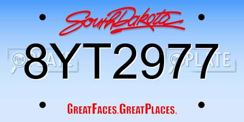8YT2977 South Dakota License Plate