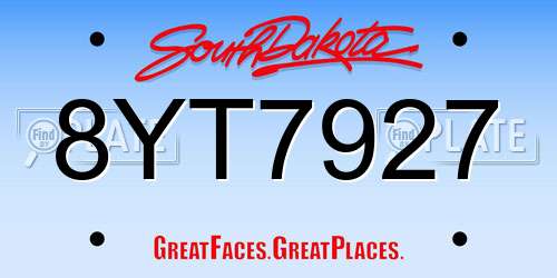 8YT7927 South Dakota License Plate