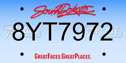 8YT7972 South Dakota License Plate