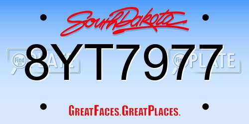 8YT7977 South Dakota License Plate