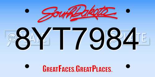 8YT7984 South Dakota License Plate