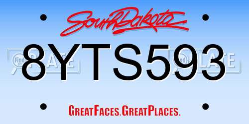 8YTS593 South Dakota License Plate