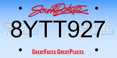 8YTT927 South Dakota License Plate