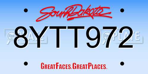 8YTT972 South Dakota License Plate