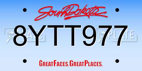 8YTT977 South Dakota License Plate