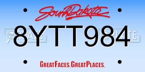 8YTT984 South Dakota License Plate