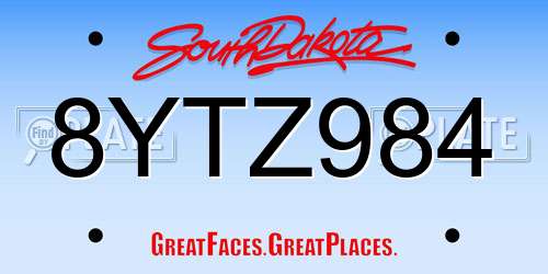 8YTZ984 South Dakota License Plate