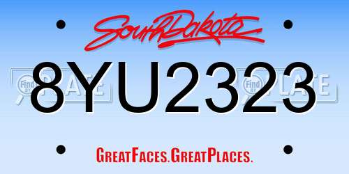 8YU2323 South Dakota License Plate
